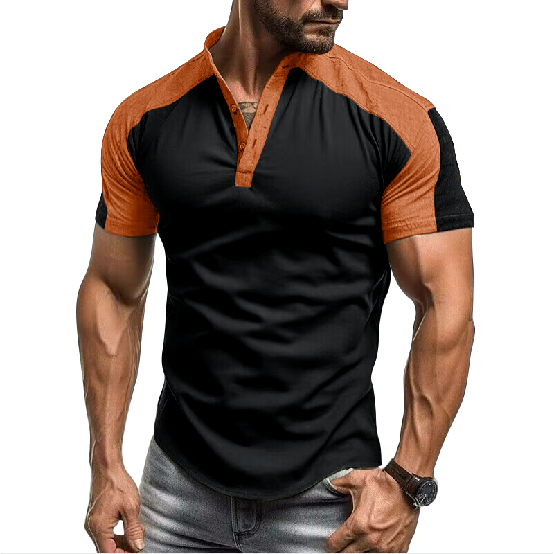 Men's outdoor sports Henley shirt foreign trade fitness top