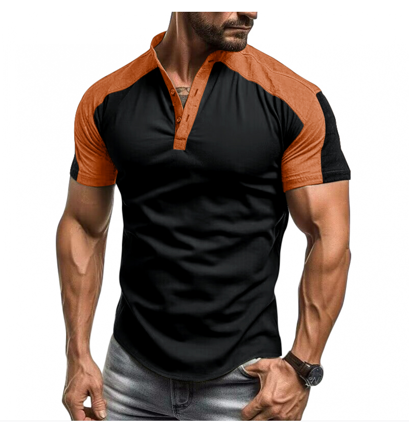 Men's outdoor sports Henley shirt foreign trade fitness top