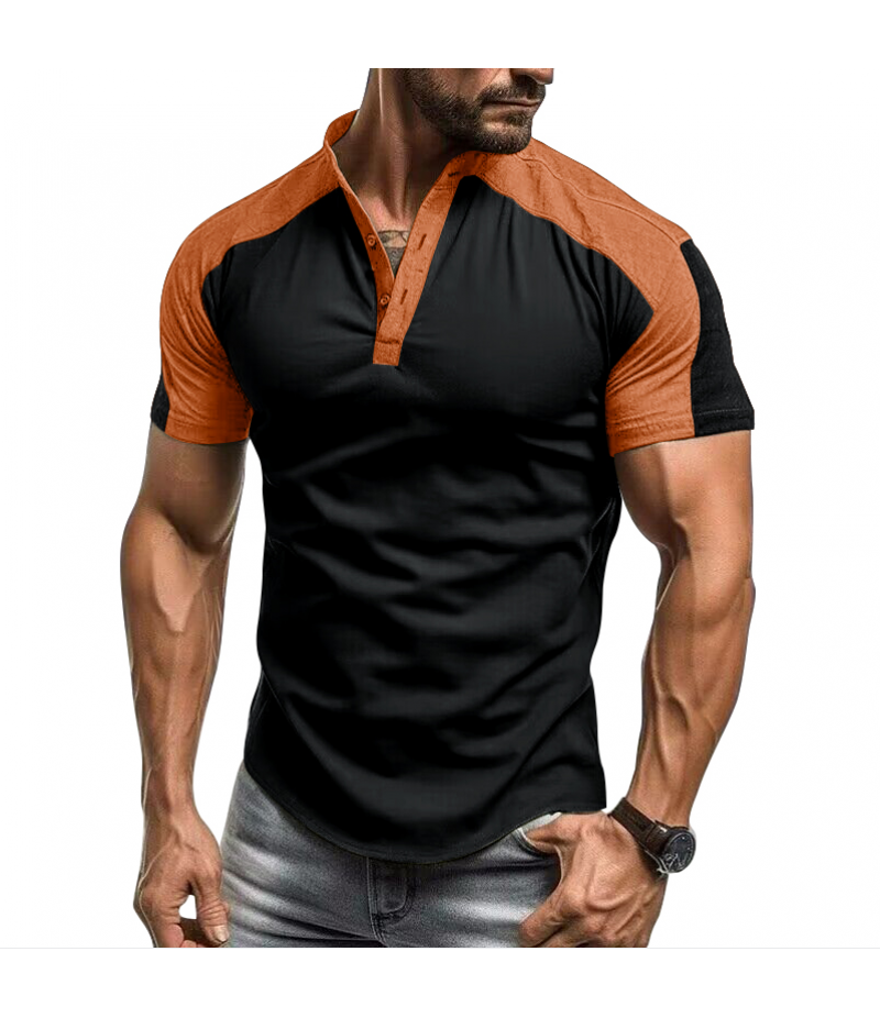 Men's outdoor sports Henley shirt foreign trade fitness top