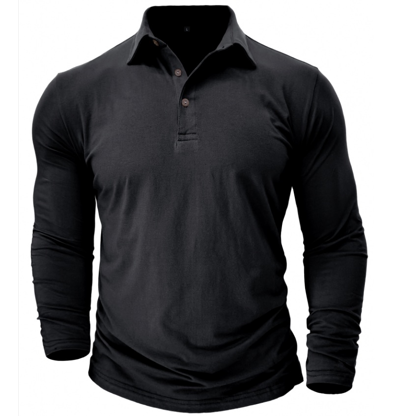 Cross border foreign trade men's pure cotton long sleeved polo shirt