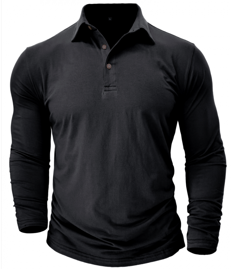 Cross border foreign trade men's pure cotton long sleeved polo shirt