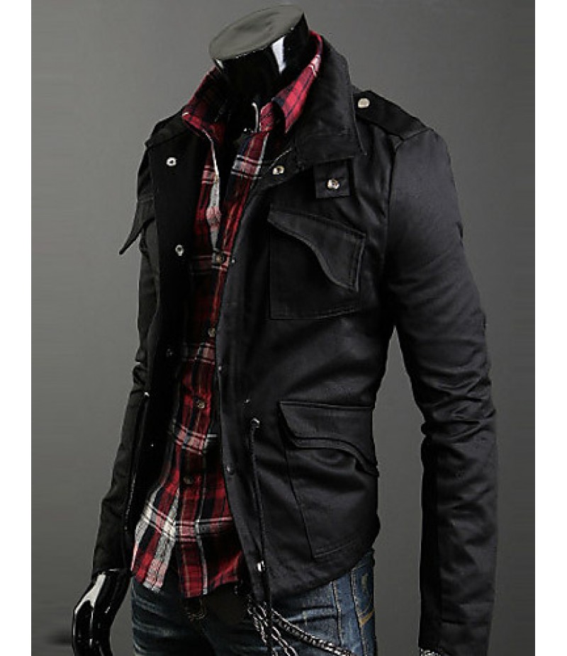 Trendy Autumn Winter Slim Trench Coat Men Cotton Zipper Outerwear Keep Warm Comfortable Jackets Plus Size GESE1