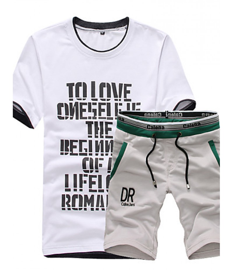 Men's Short Sleeve Set,Cotton Letter