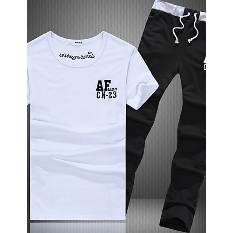 Men's Short Sleeve Set,Cotton Letter