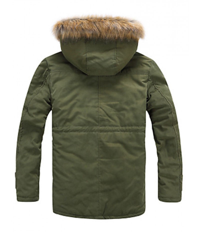 Men's Long Parka Coat , Cotton Pure Long Sleeve