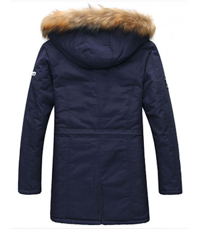 Men's Long Parka Coat , Cotton Pure Long Sleeve