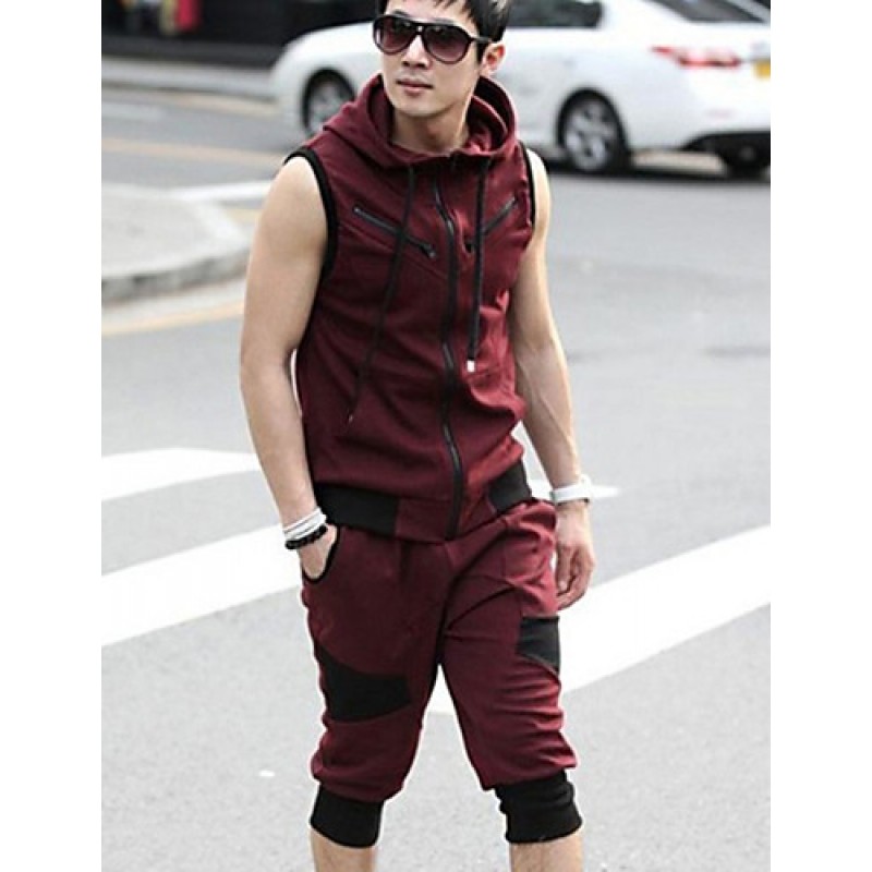 Men's Plus Size Casual Sports Suit,Sleeveless