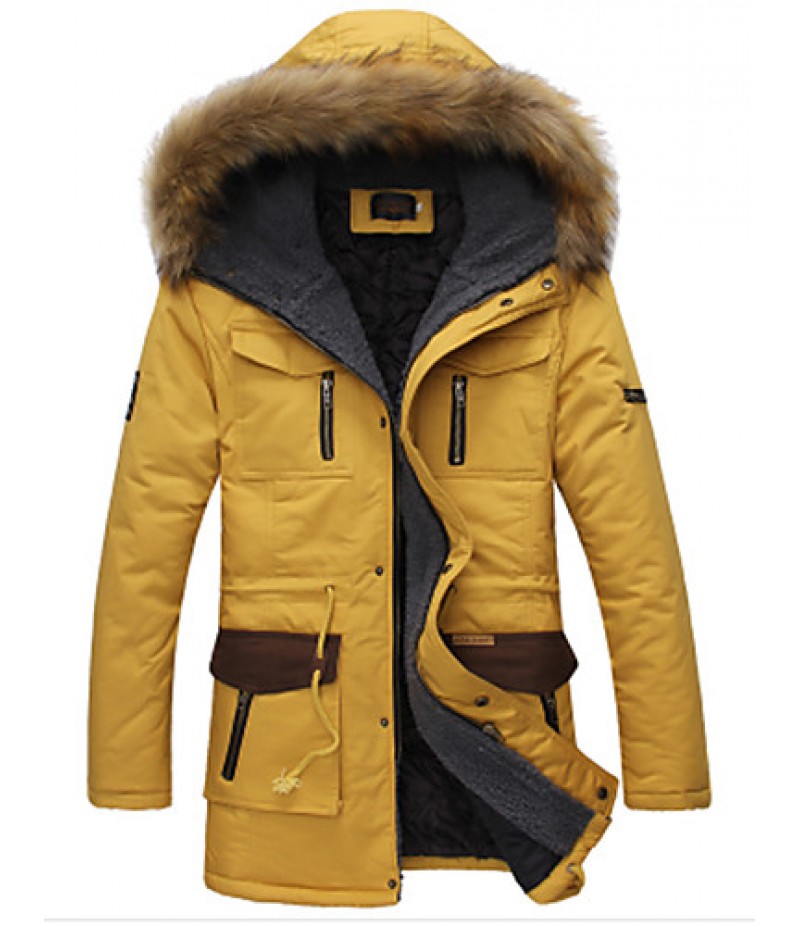 Men's Long Parka Coat , Cotton Pure Long Sleeve