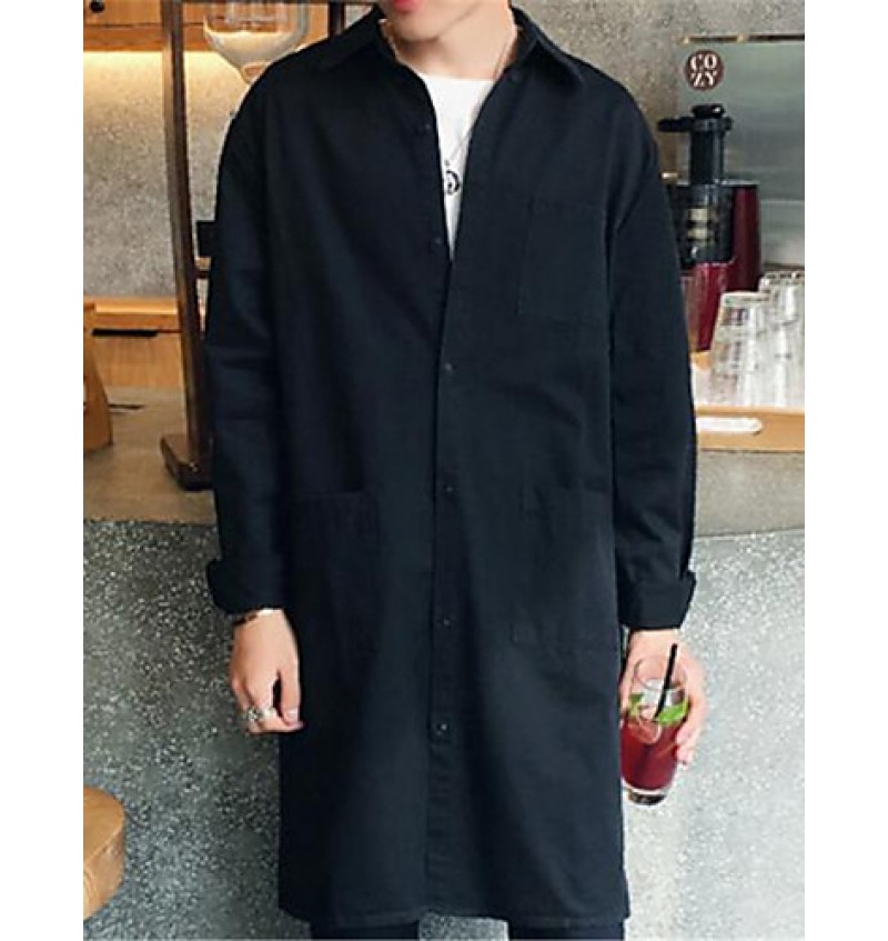 Men's Lapel Solid Casual Trench Coat(More Colors)