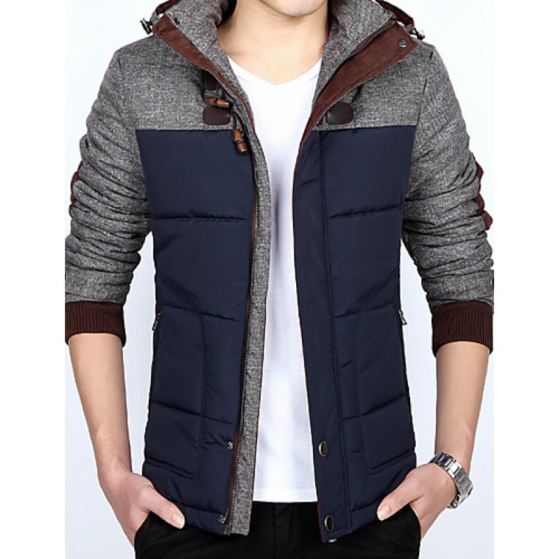 Men's Regular Padded Coat,Polyester Solid Long Sleeve