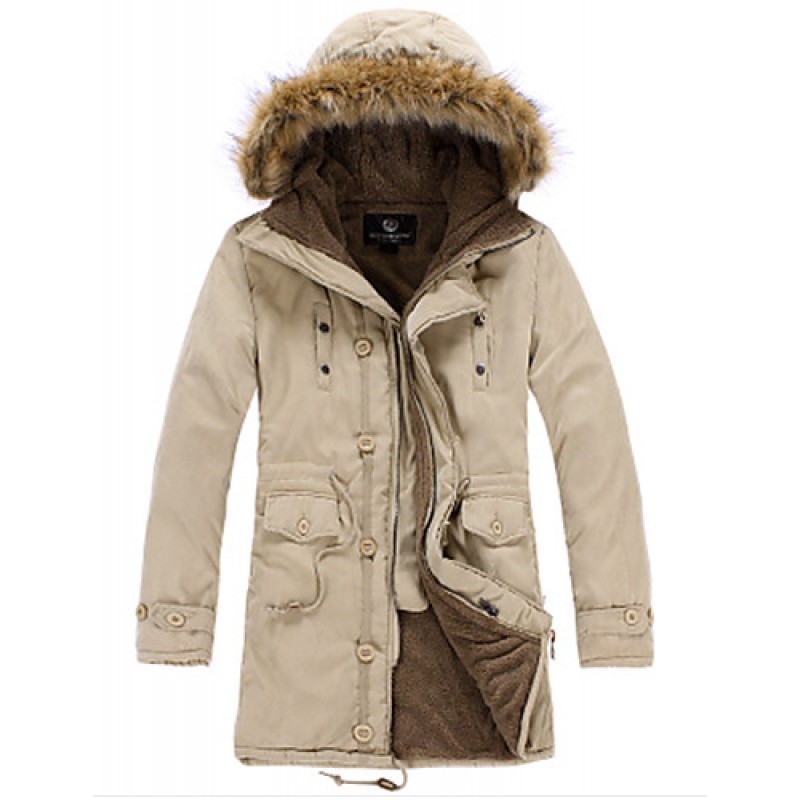 Men's Long Parka Coat , Cotton Pure Long Sleeve