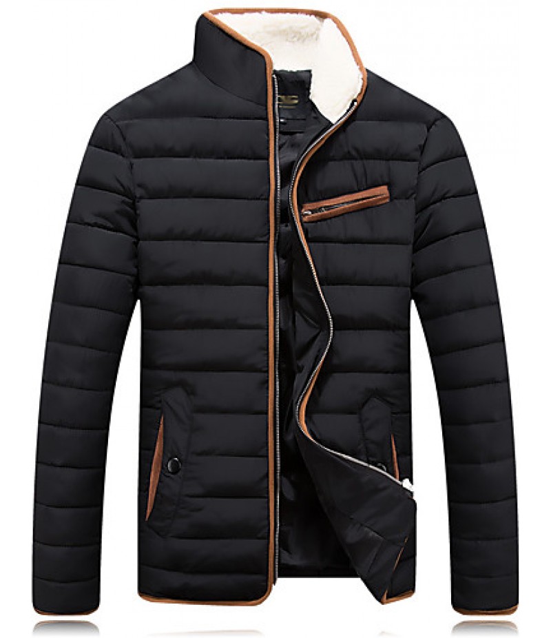 Men's Regular Padded Coat,Spandex Solid Long Sleeve