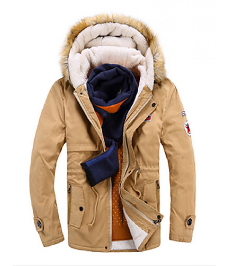 Men's Long Parka Coat , Cotton Pure Long Sleeve