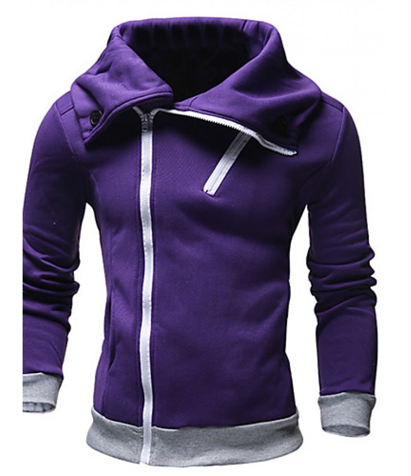 Men's Casual/Daily / Sports Active Regular Hoodies,Solid Red / White / Black / Gray / Purple Peter Pan Collar Long Sleeve Cotton Fall