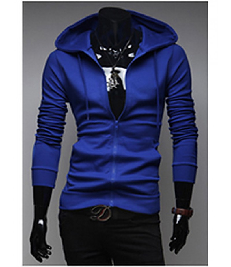 Men's Casual/Daily / Sports Active Regular Hoodies,Solid Blue / Red / White / Black / Gray / Orange / Yellow / Purple Hooded Long Sleeve