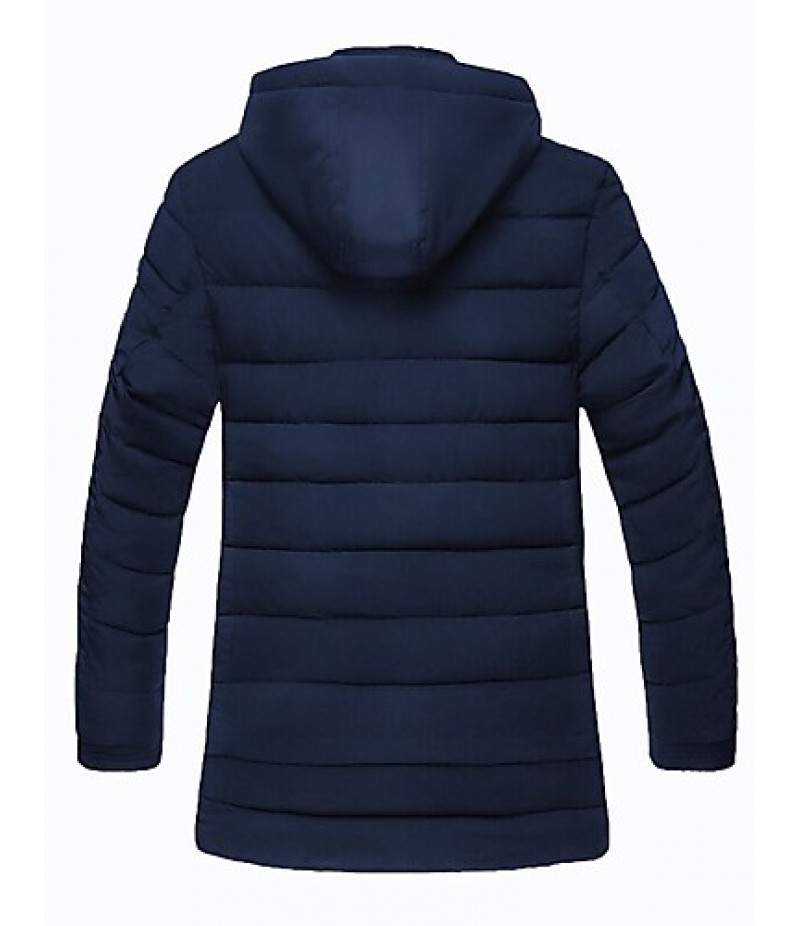 Men's Regular Padded CoatPolyester Solid Long Sleeve