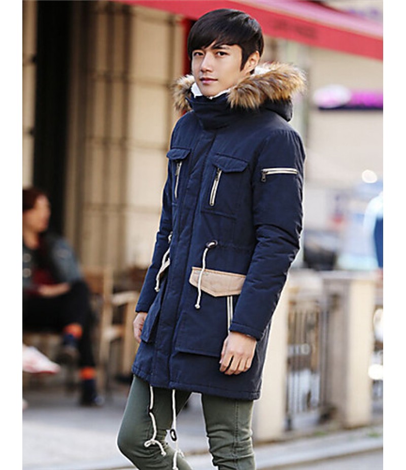 Men's Long Parka Coat , Cotton Pure Long Sleeve