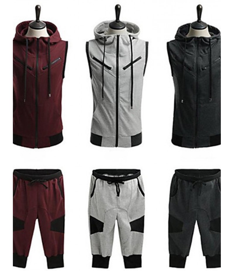 Men's Plus Size Casual Sports Suit,Sleeveless