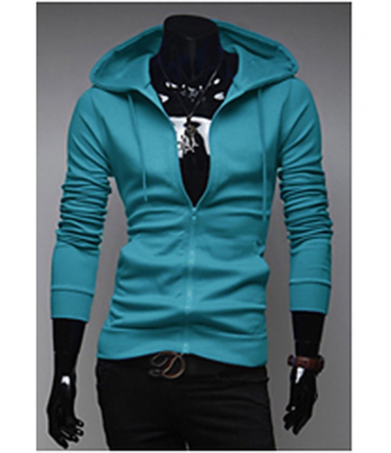 Men's Casual/Daily / Sports Active Regular Hoodies,Solid Blue / Red / White / Black / Gray / Orange / Yellow / Purple Hooded Long Sleeve